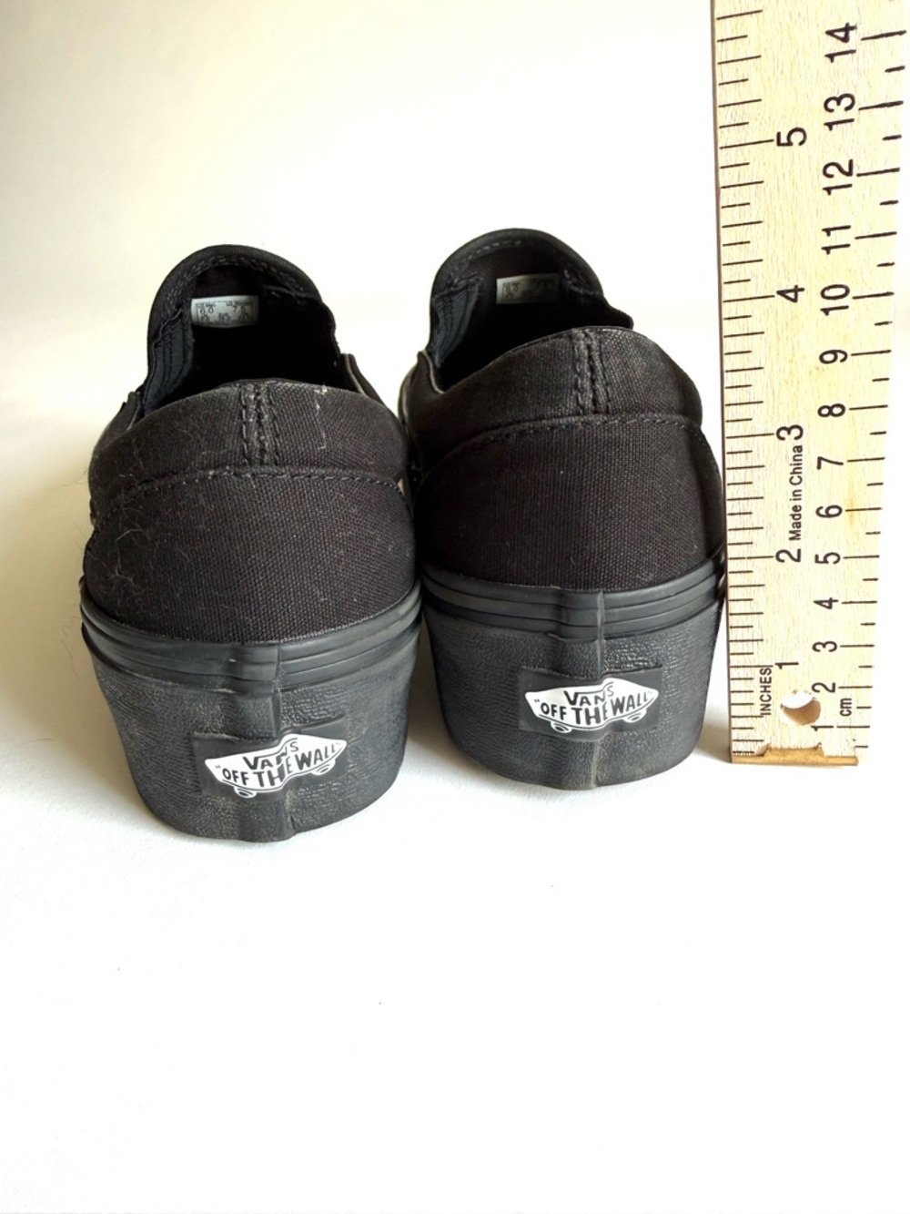 Vans Classic Slip-On Stackform Triple Black Platform Sneakers Sz 7.5W/6M EUC - Picture 10 of 15